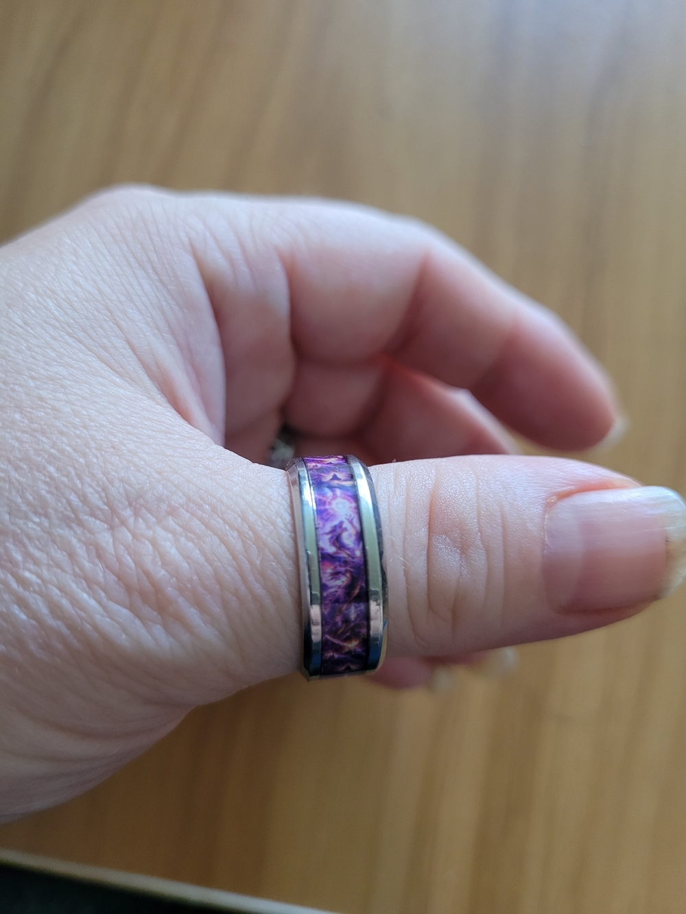 👻BUY 1 GET 1 FREE👻 Stainless Steel Purple Resin Inlay Women's Silver Tone Ring